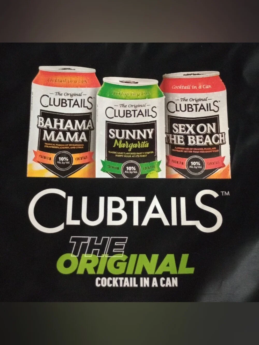Clubtails Cocktail In A Can Branded Black Drawstring Backpack Bag 16